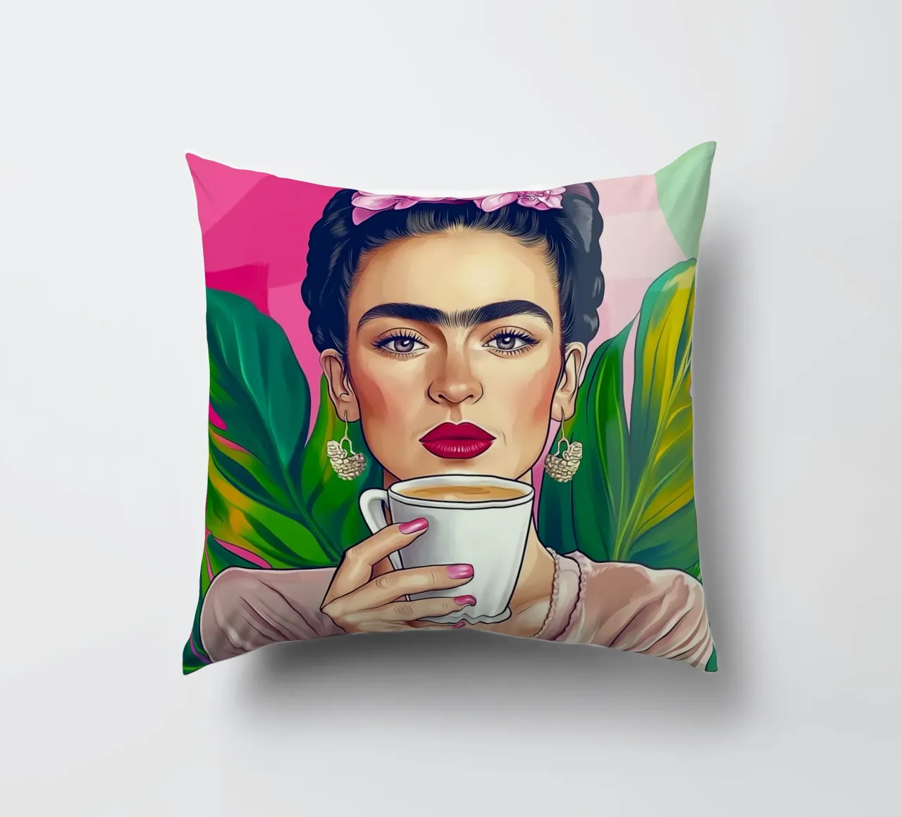 Pausa caffè con Frida cuscino da Carinaprint