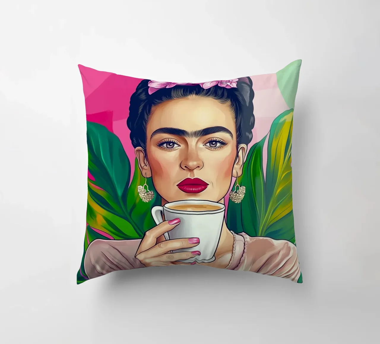 Pausa caffè con Frida cuscino da Carinaprint