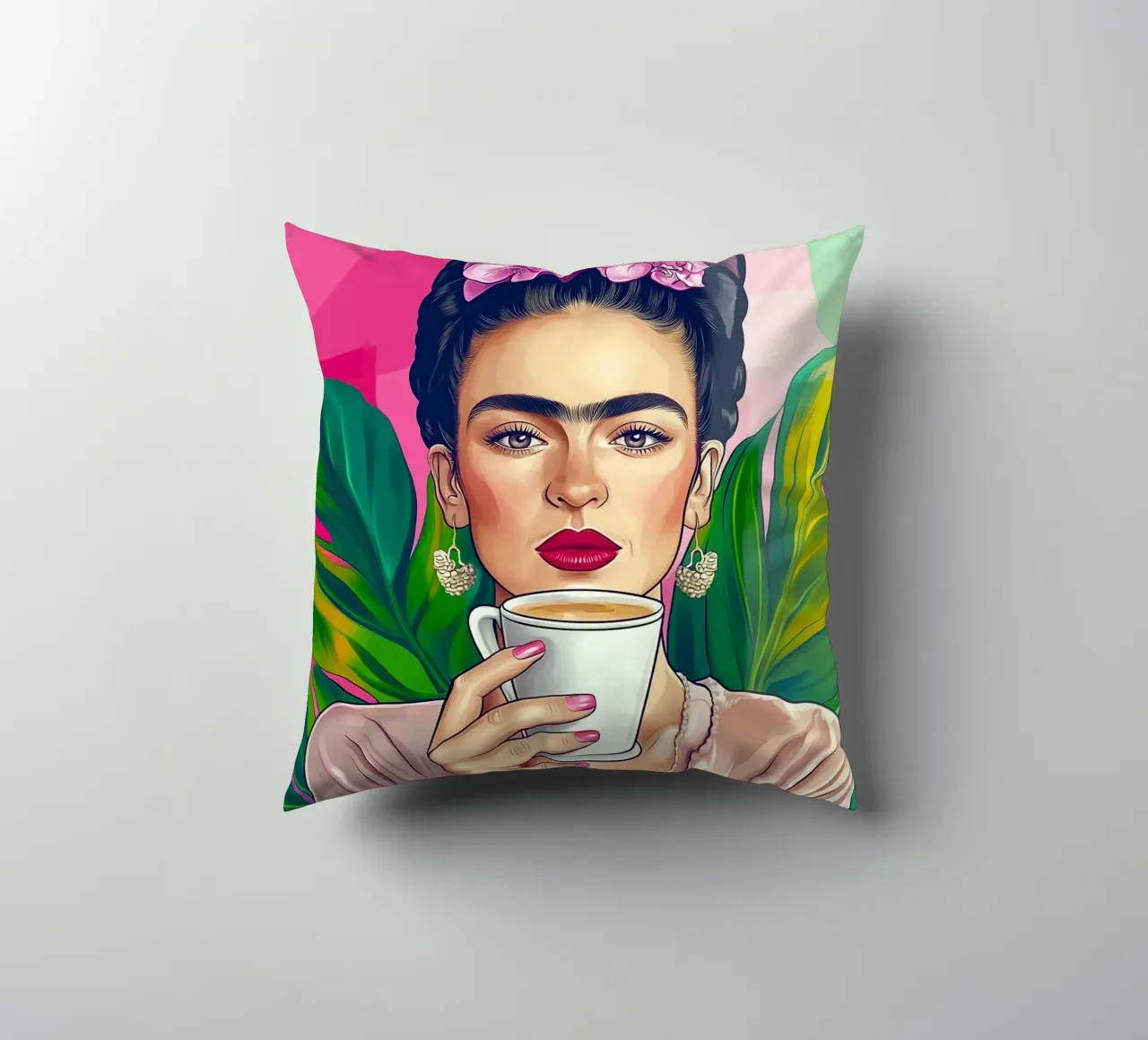 Pausa caffè con Frida cuscino da Carinaprint