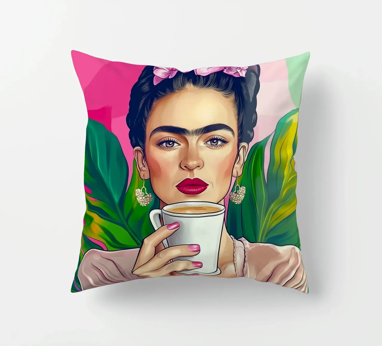 Pausa caffè con Frida cuscino da Carinaprint