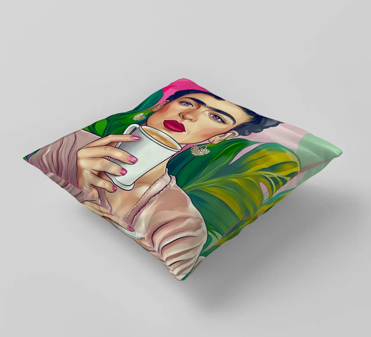 Pausa caffè con Frida cuscino da Carinaprint