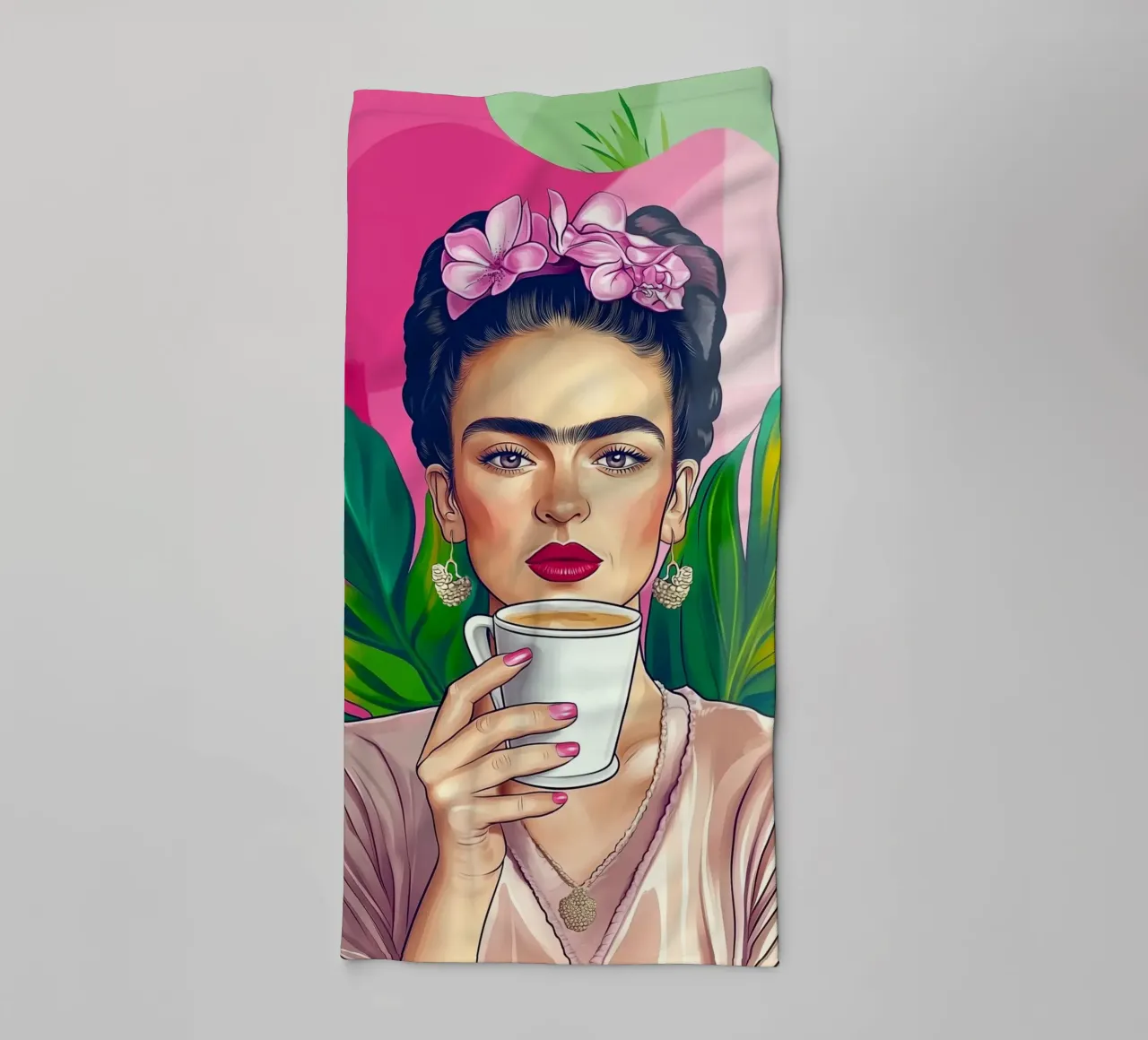 Pausa caffè con Frida asciugamano da bagno da Carinaprint
