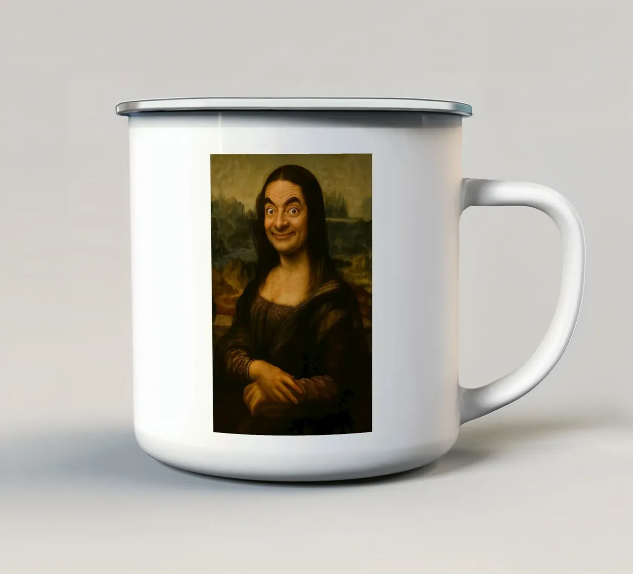 Mona Lisa Meme tazza in smalto da Lootprint