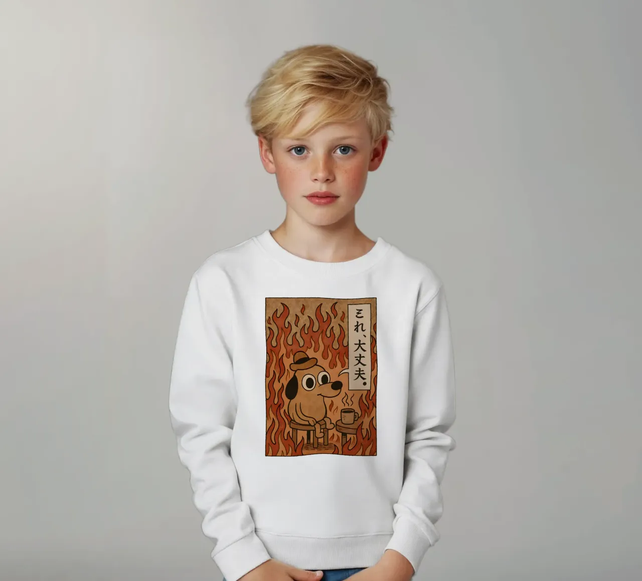 This Is Fine Dog Meme felpa bambino da Lootprint