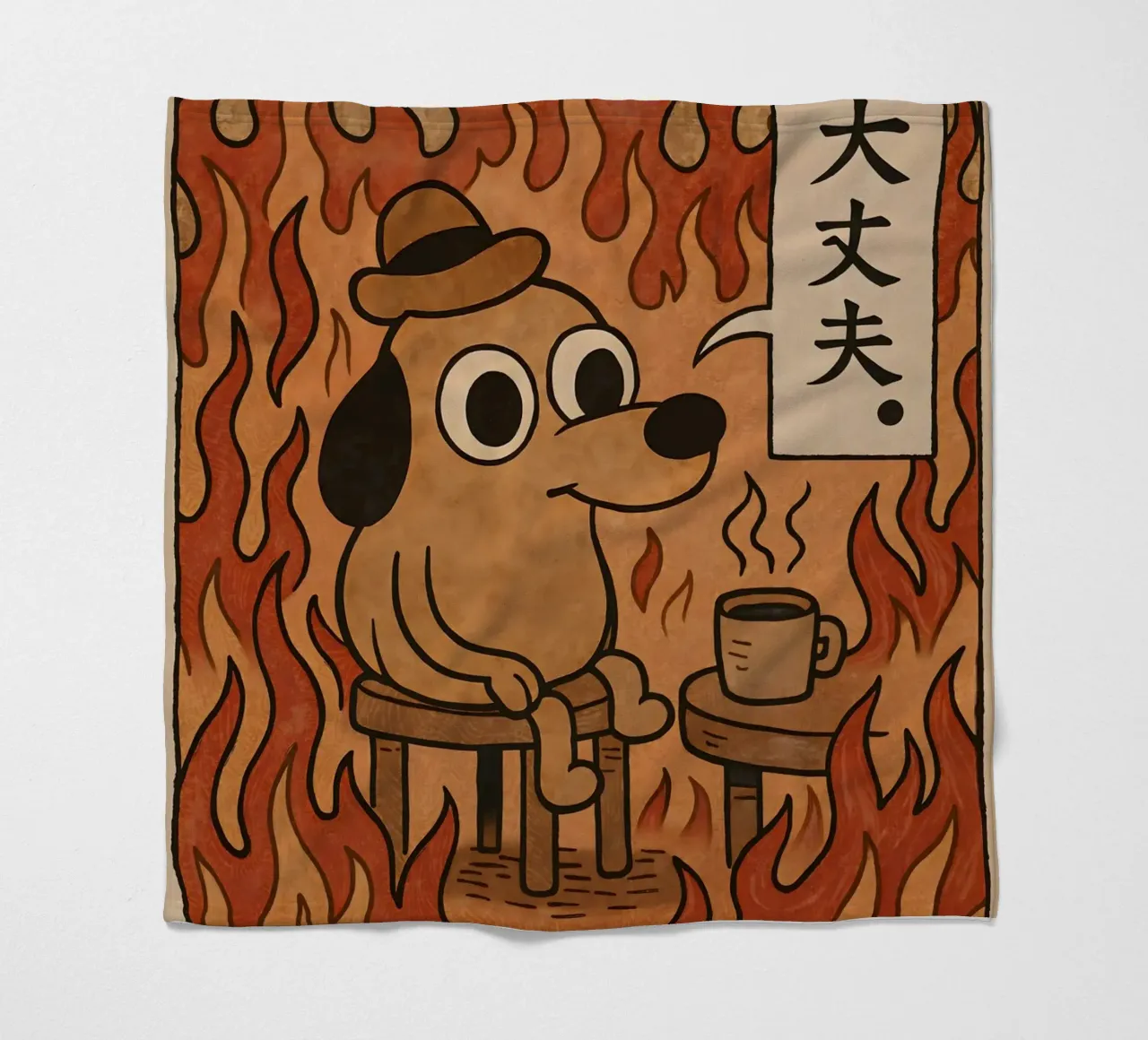 This Is Fine Dog Meme coperta in pile da Lootprint
