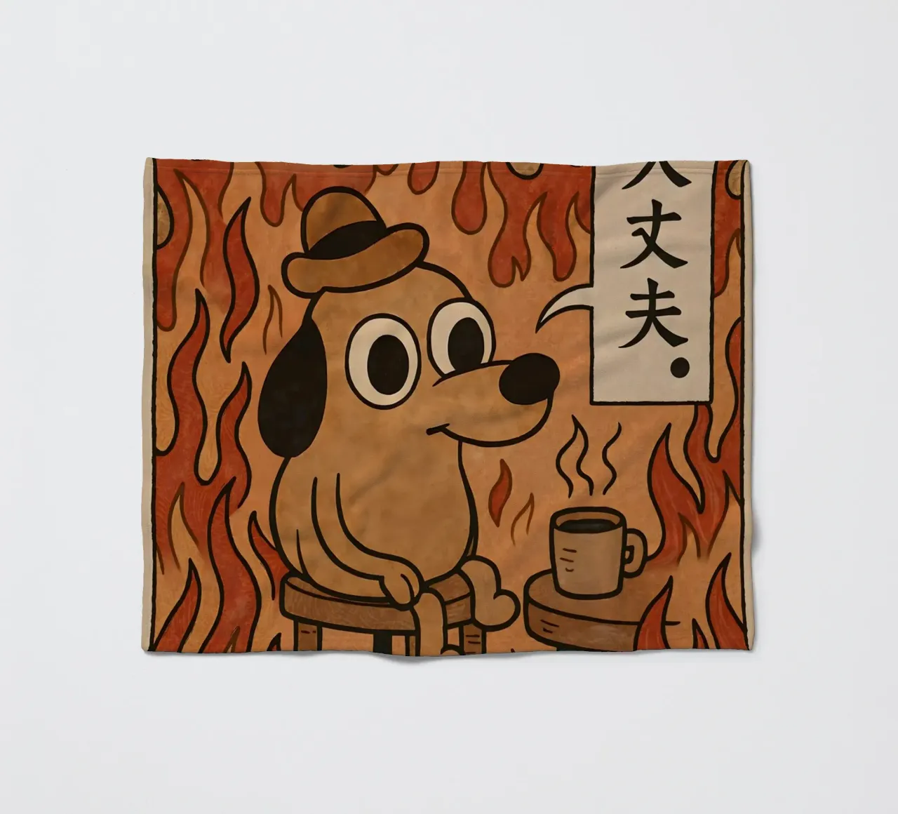 This Is Fine Dog Meme coperta in pile da Lootprint