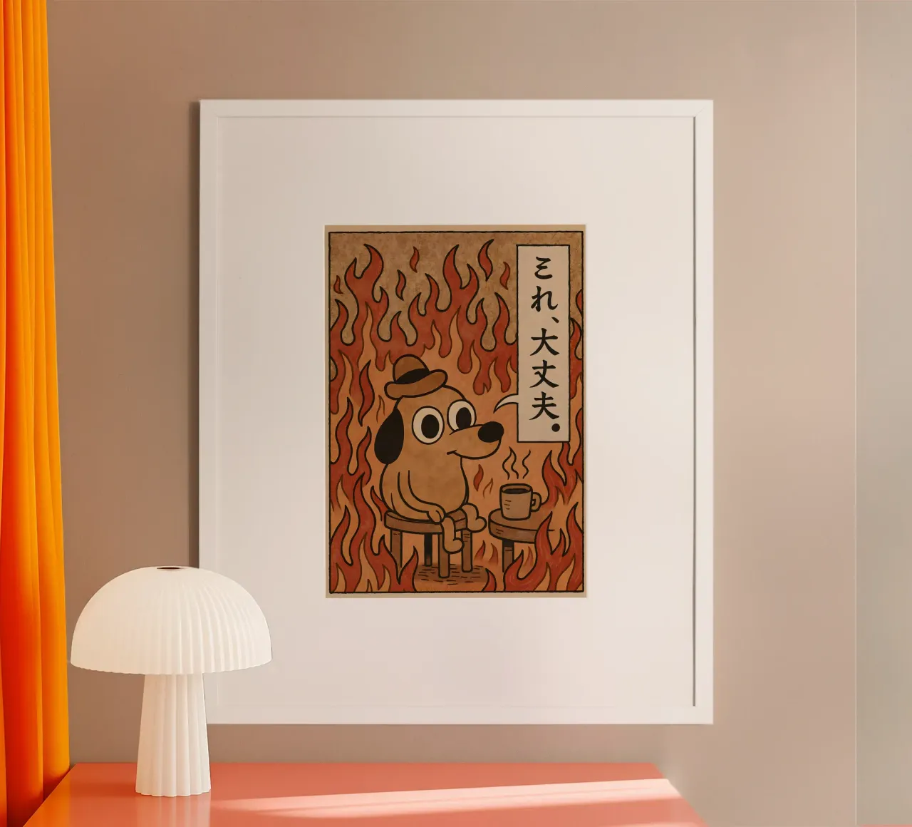 This Is Fine Dog Meme carta hahnemühle da Lootprint