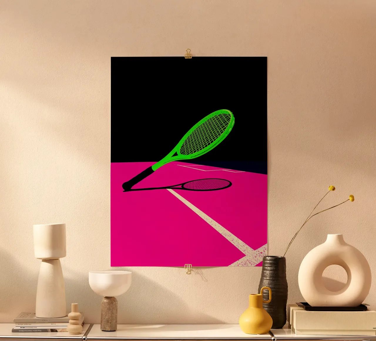 Tennisschläger - Pop Art Poster von ColorCrash Gallery