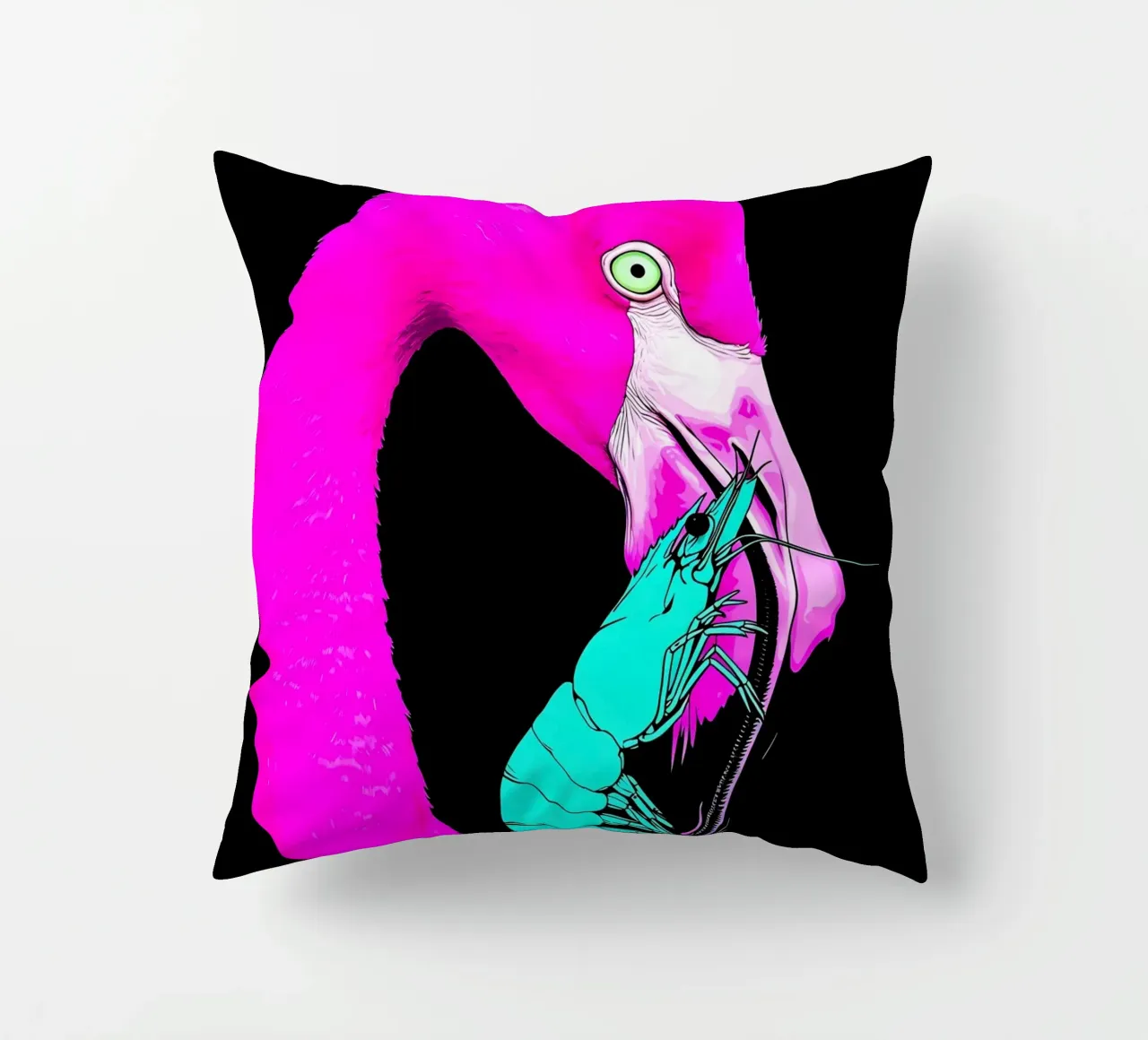 Fenicottero e gamberi - Pop Art cuscino da ColorCrash Gallery