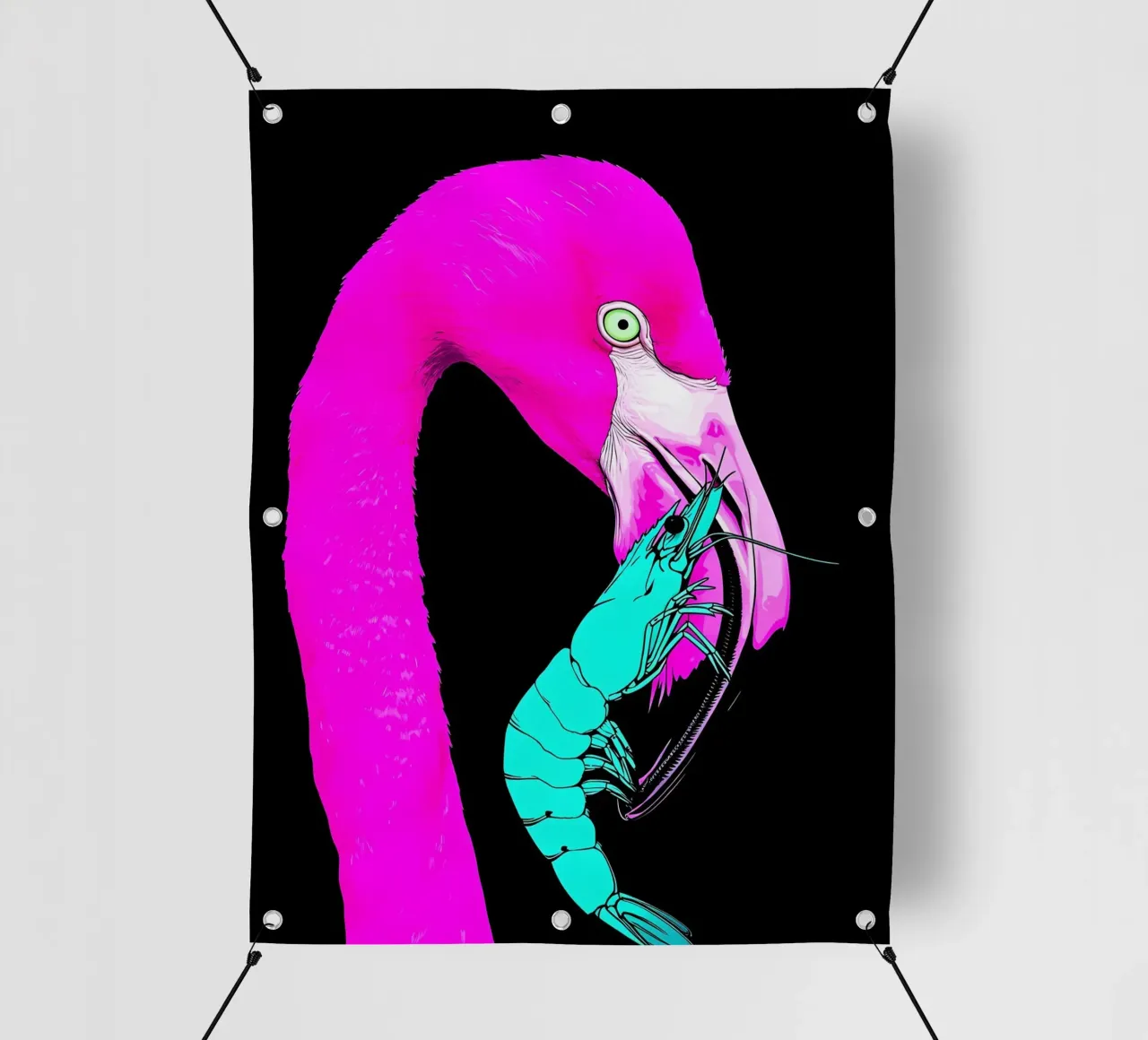 Fenicottero e gamberi - Pop Art telo in pvc da ColorCrash Gallery