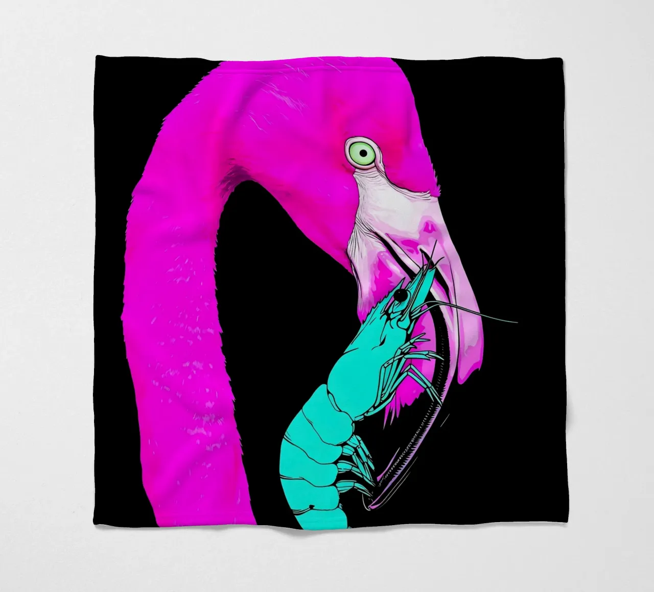 Fenicottero e gamberi - Pop Art coperta in pile da ColorCrash Gallery