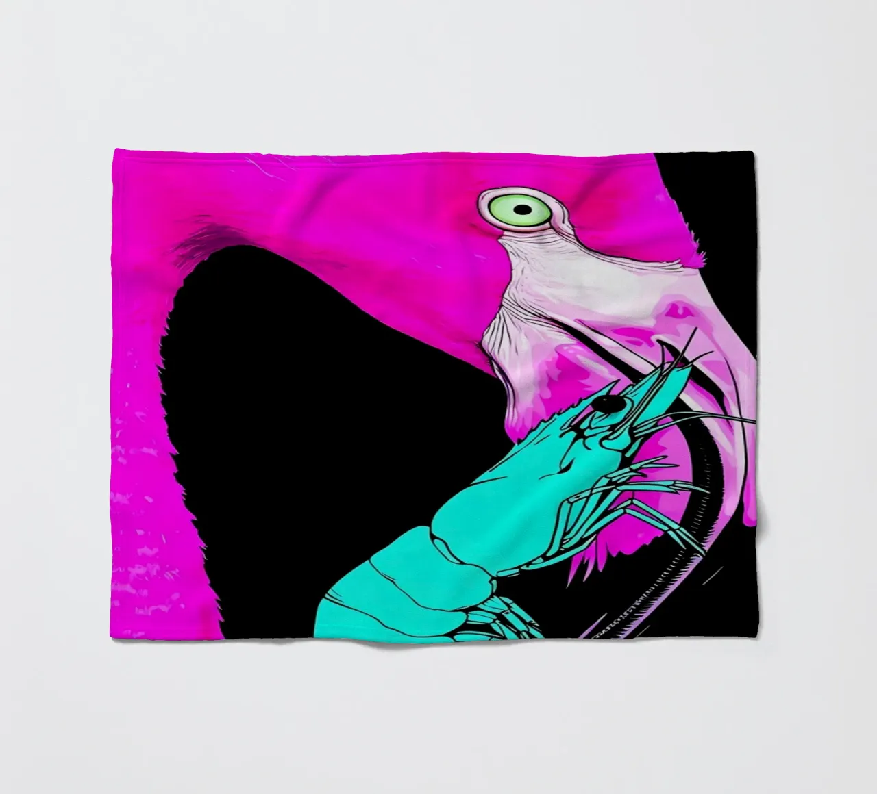 Fenicottero e gamberi - Pop Art coperta in pile da ColorCrash Gallery