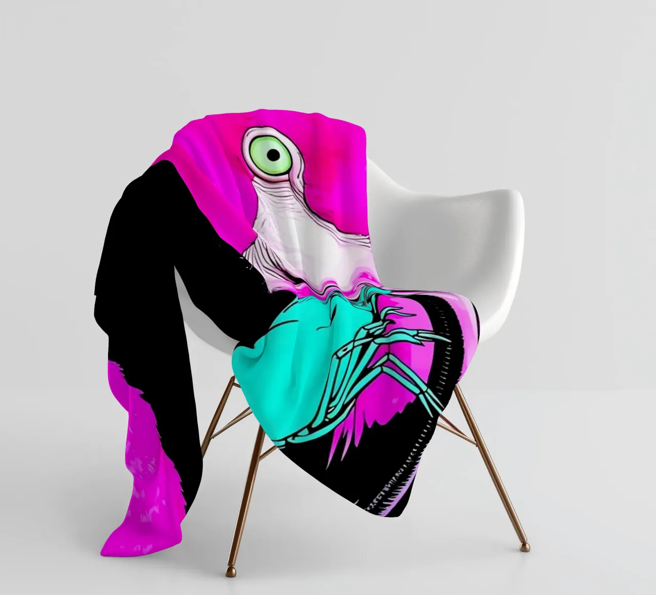 Fenicottero e gamberi - Pop Art coperta in pile da ColorCrash Gallery