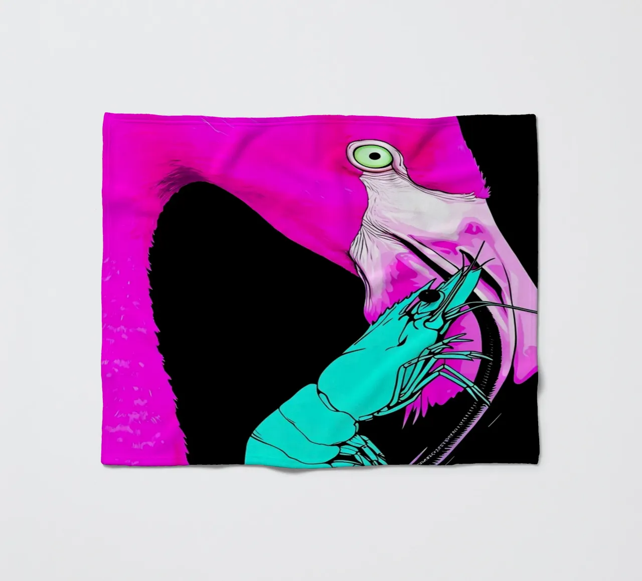 Fenicottero e gamberi - Pop Art coperta in pile da ColorCrash Gallery