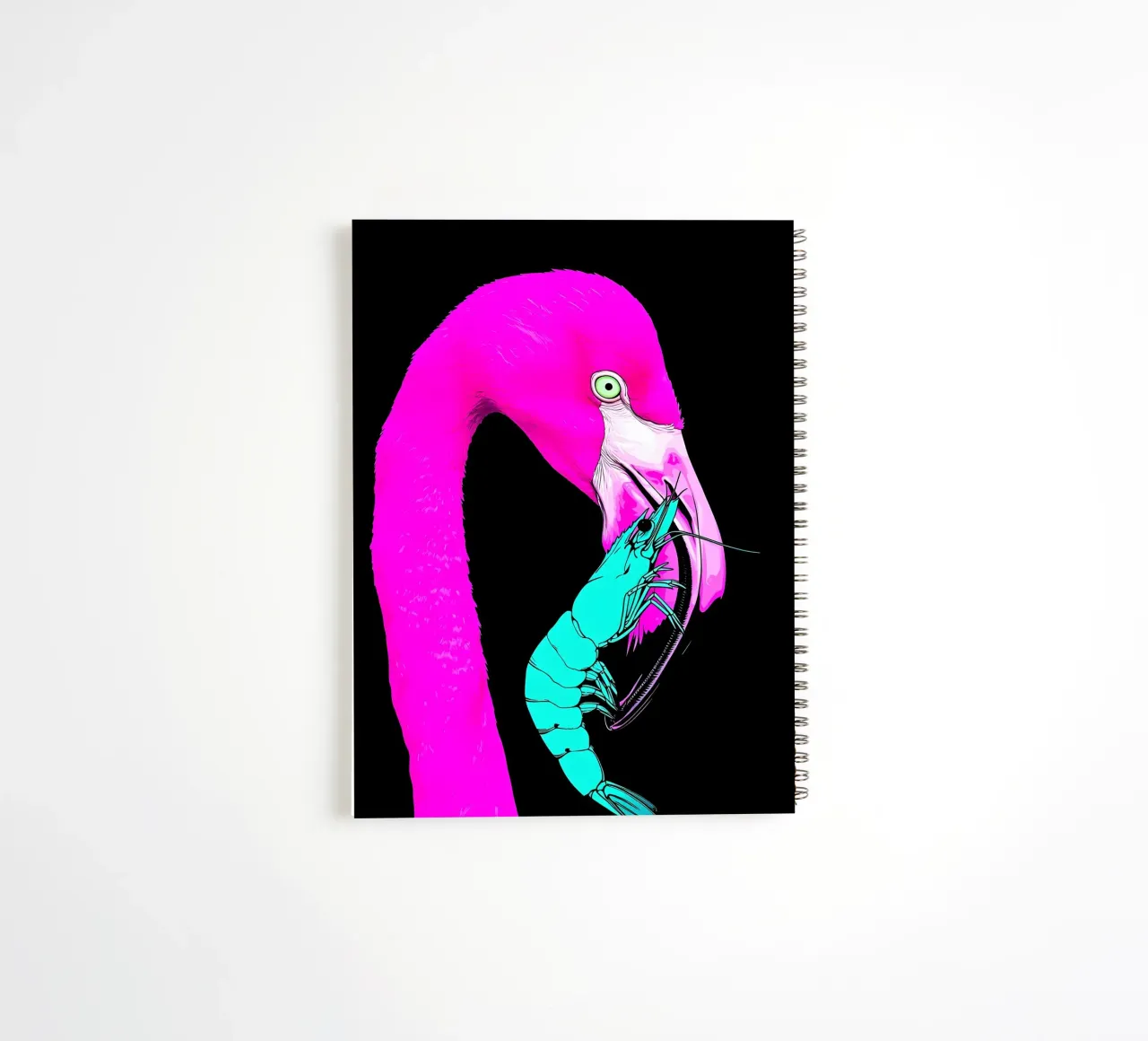 Flamingo And Shrimp - Pop Art spiral notebook by ColorCrash Gallery