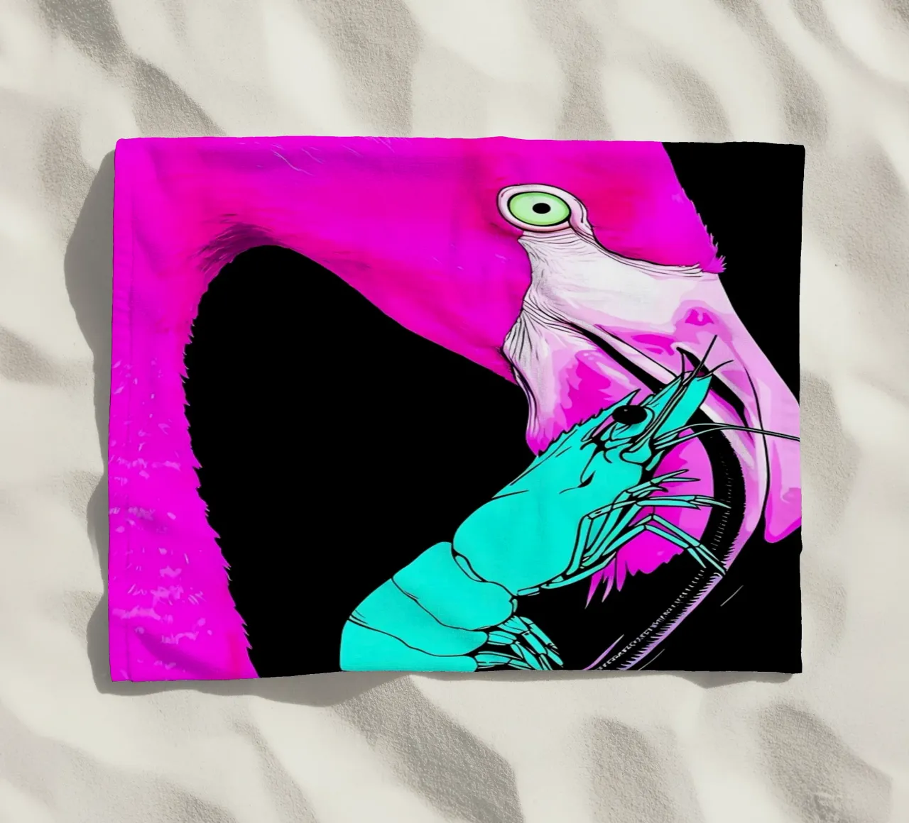 Fenicottero e gamberi - Pop Art telo mare da ColorCrash Gallery
