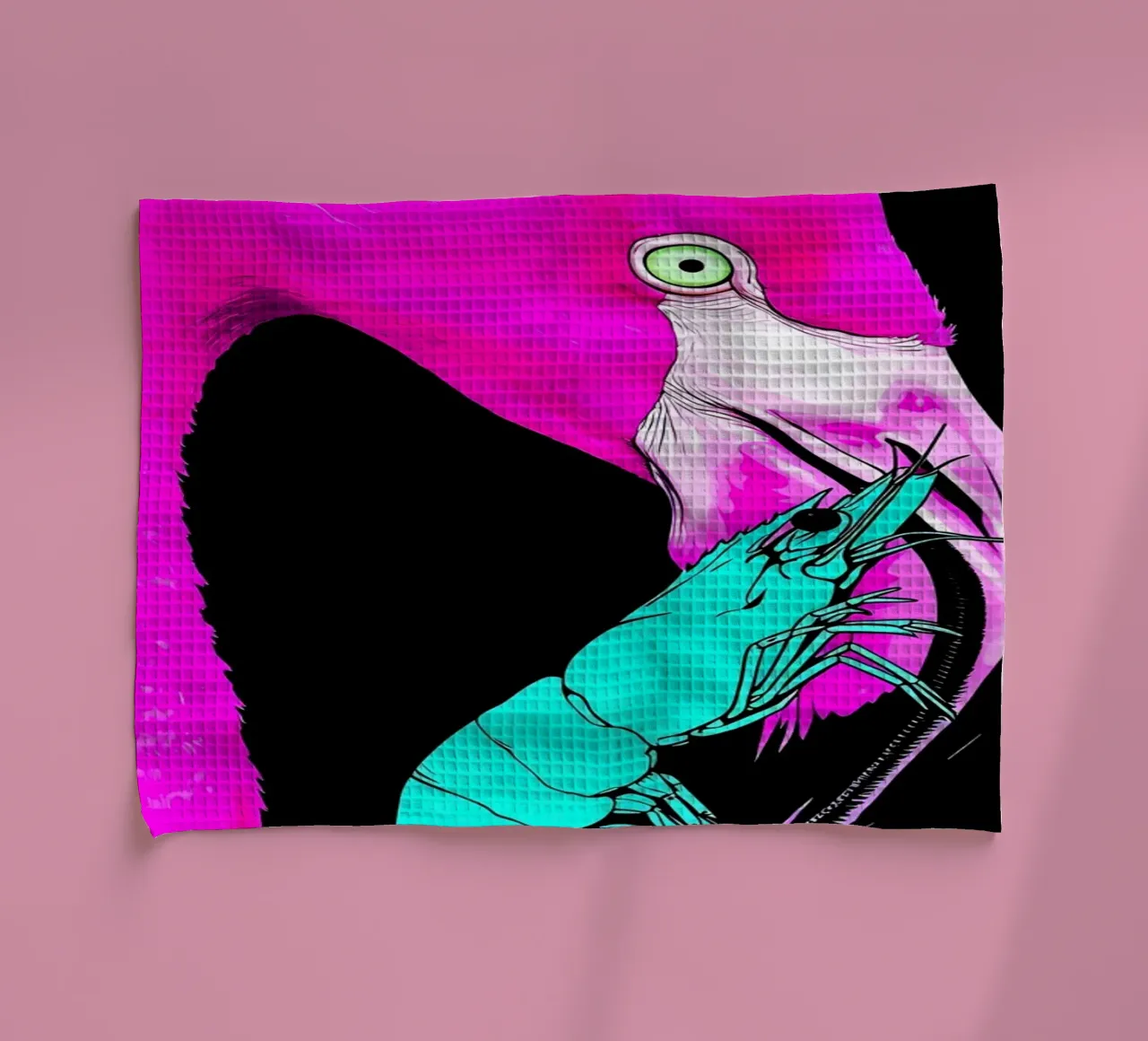 Flamant et crevettes - Pop Art torchon de ColorCrash Gallery