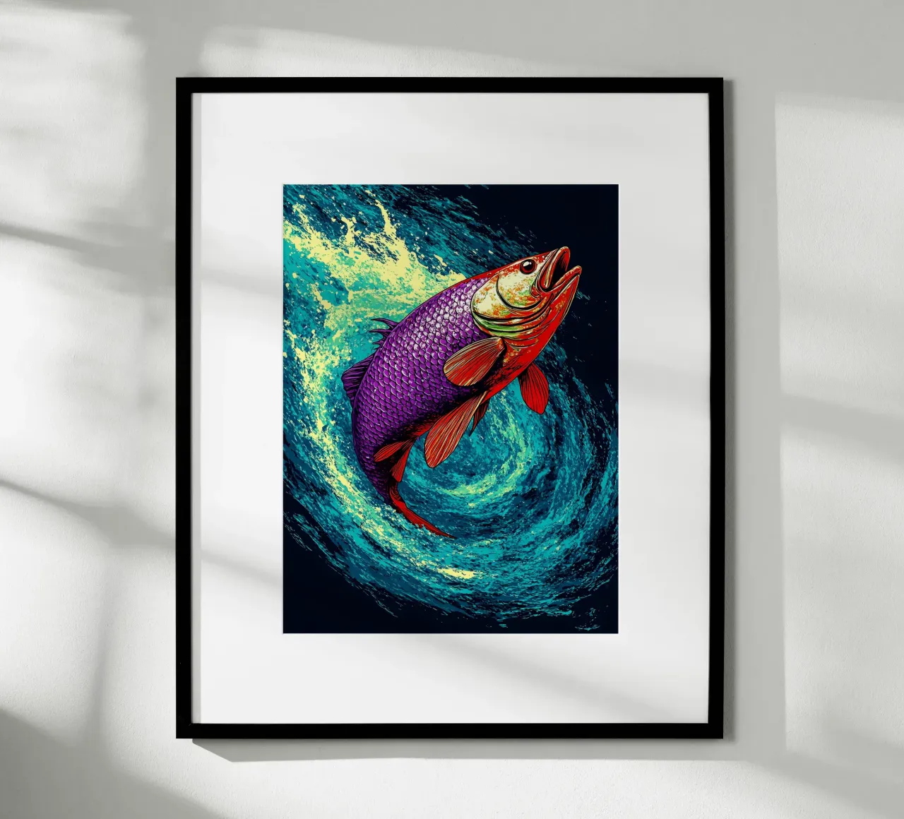 Poisson dans l'eau - Vague - Pop Art poster de ColorCrash Gallery
