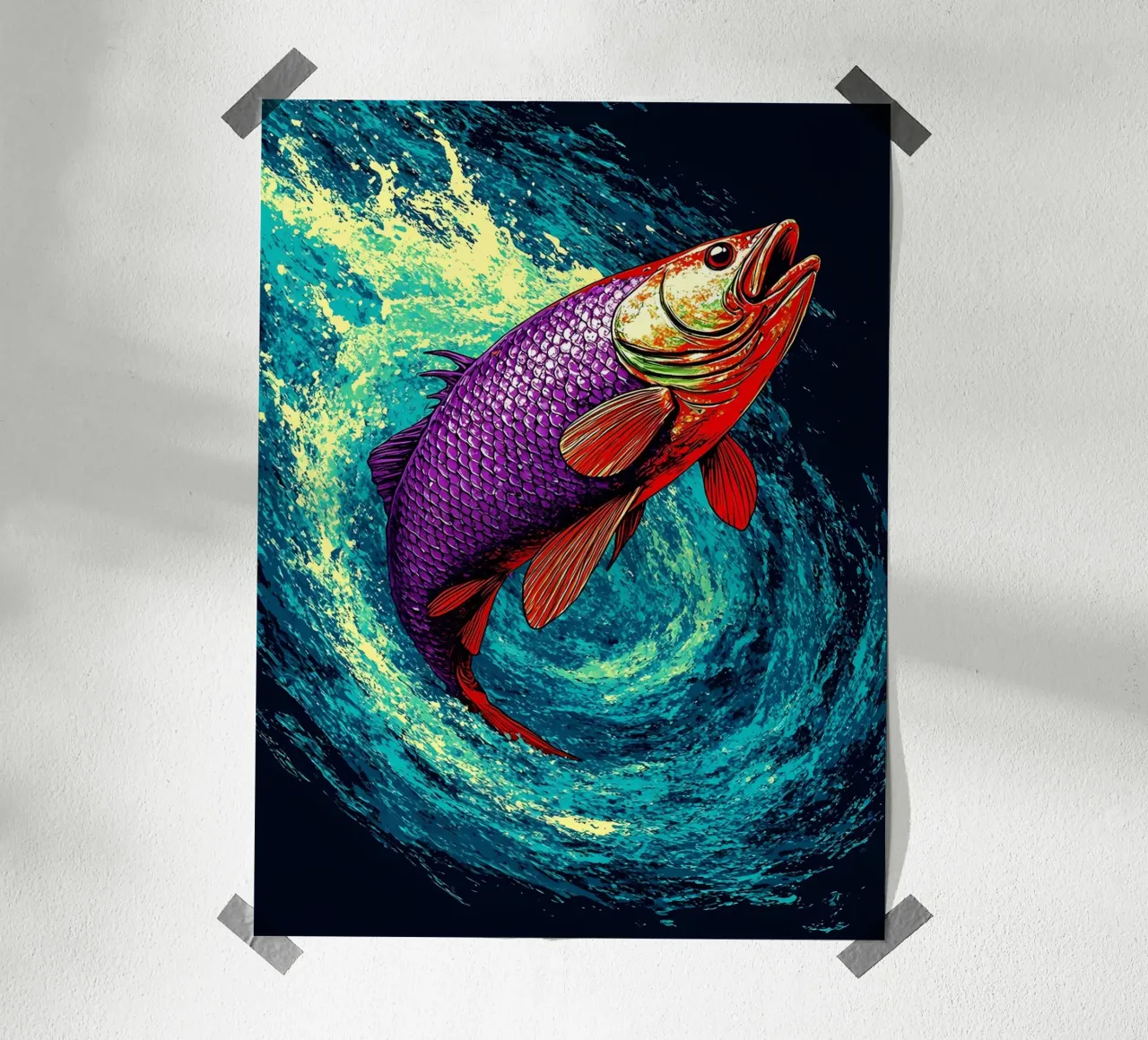 Poisson dans l'eau - Vague - Pop Art poster de ColorCrash Gallery