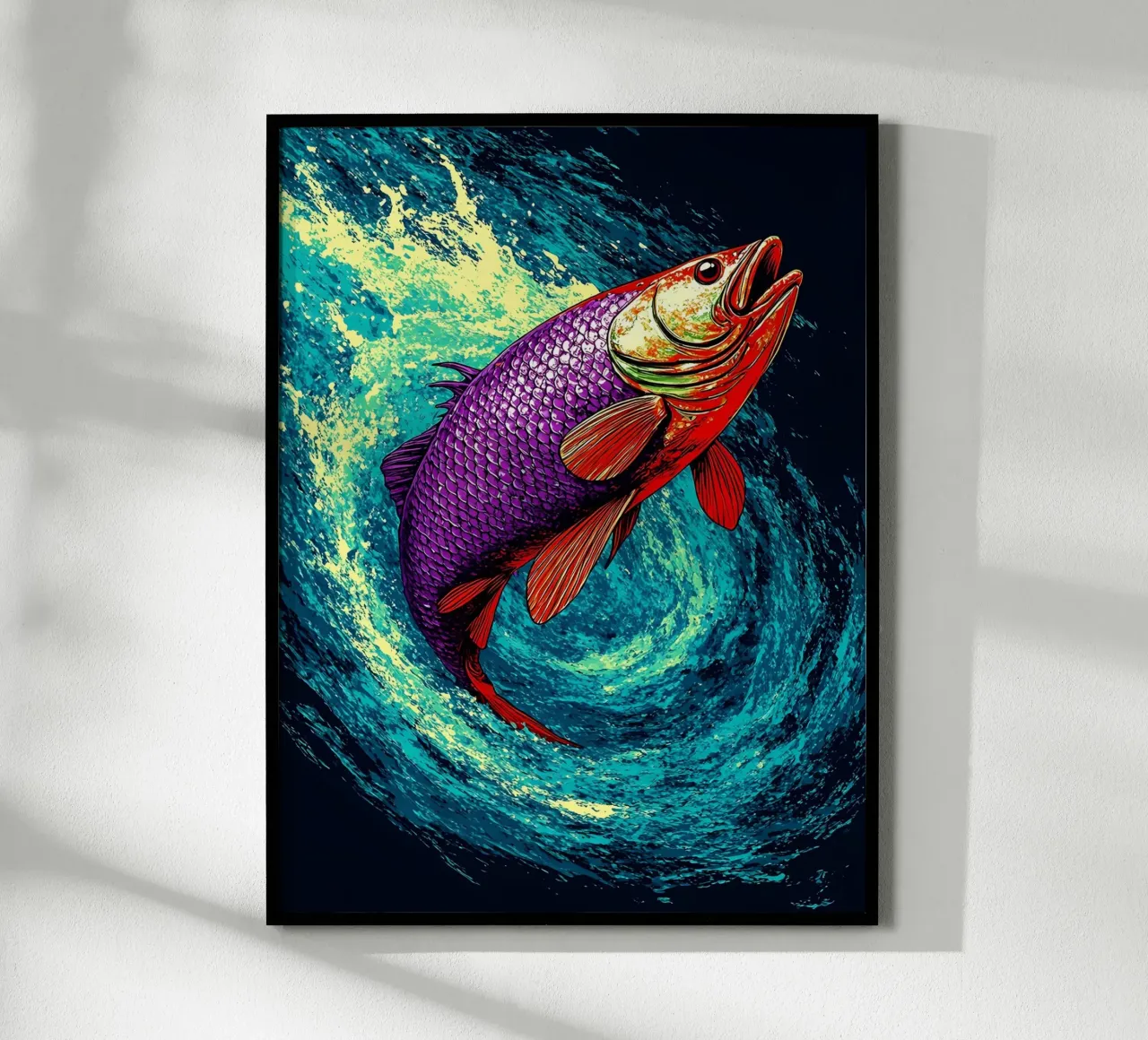 Poisson dans l'eau - Vague - Pop Art poster de ColorCrash Gallery