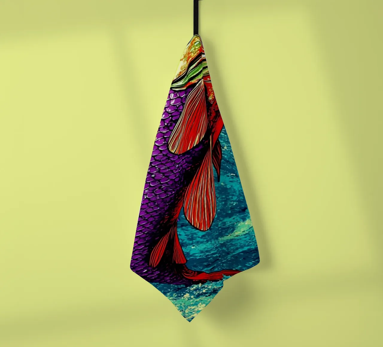 Poisson dans l'eau - Vague - Pop Art torchon de ColorCrash Gallery