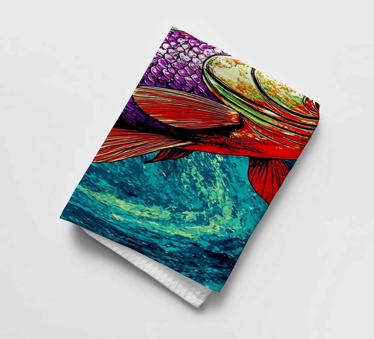 Poisson dans l'eau - Vague - Pop Art torchon de ColorCrash Gallery