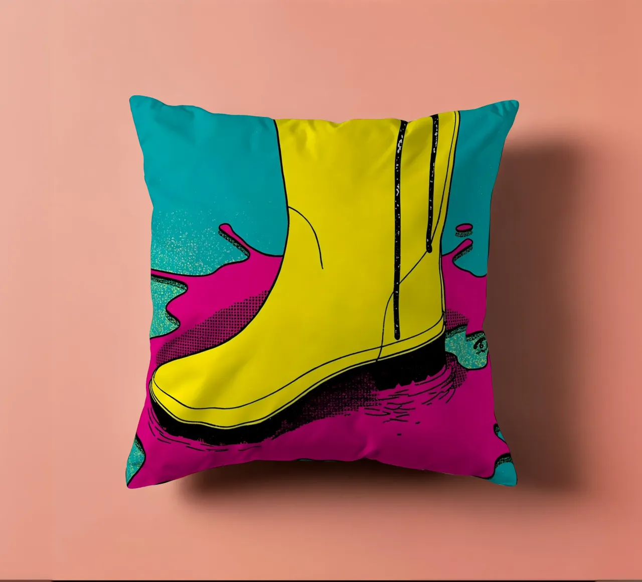 Stivale da pioggia - Pop Art cuscino da ColorCrash Gallery