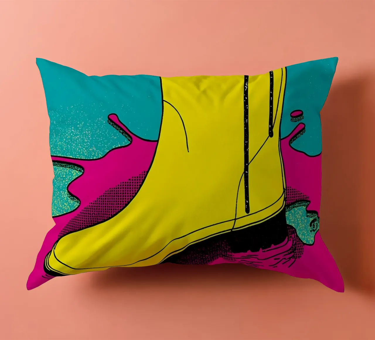 Stivale da pioggia - Pop Art cuscino da ColorCrash Gallery