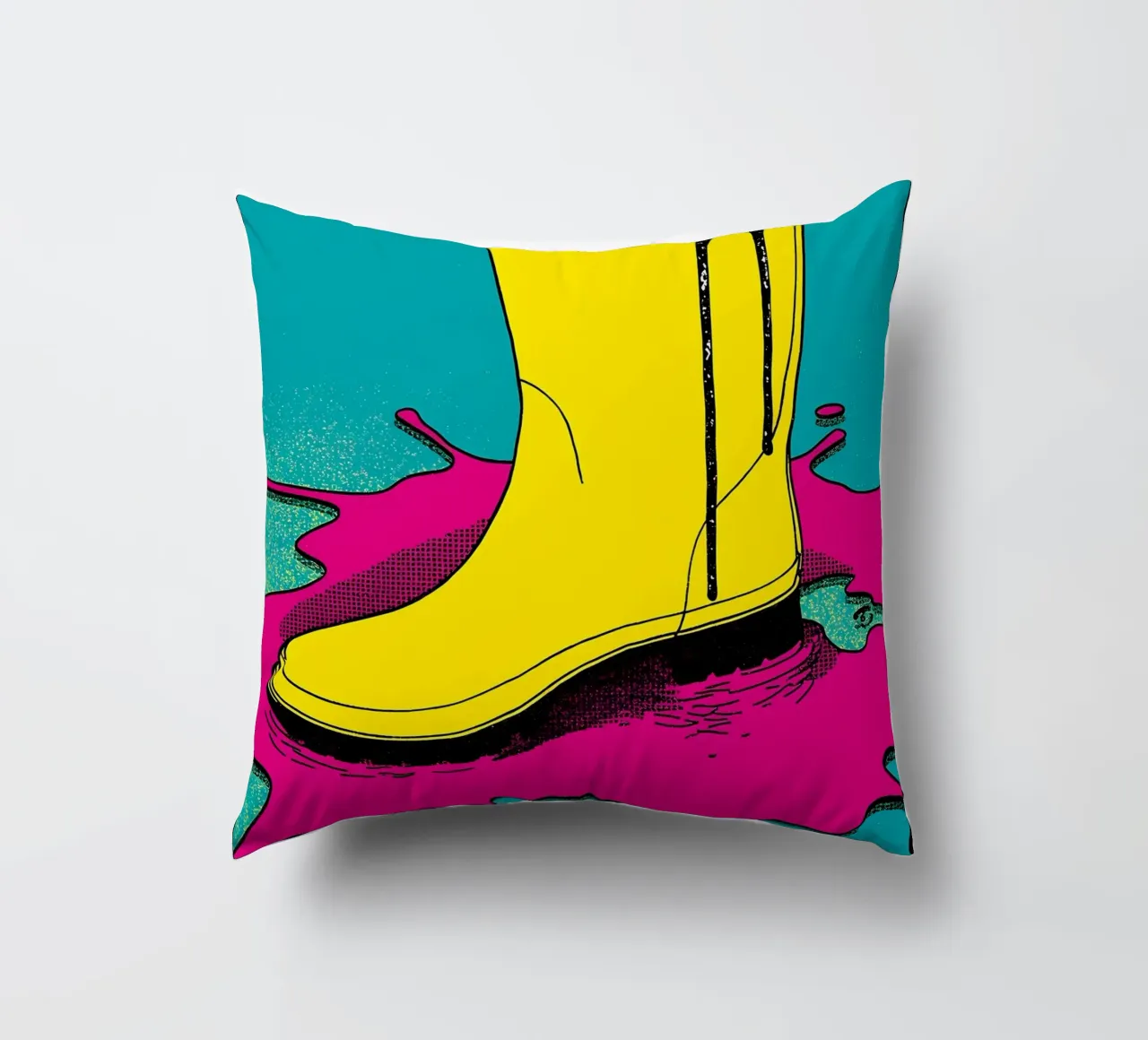 Stivale da pioggia - Pop Art cuscino da ColorCrash Gallery