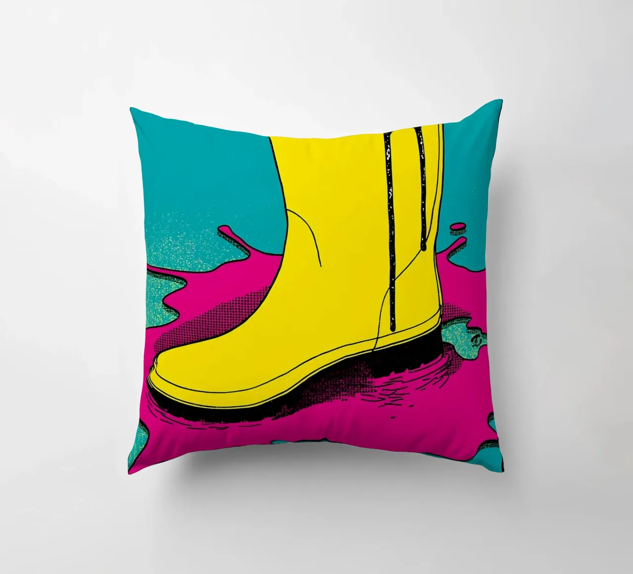 Stivale da pioggia - Pop Art cuscino da ColorCrash Gallery