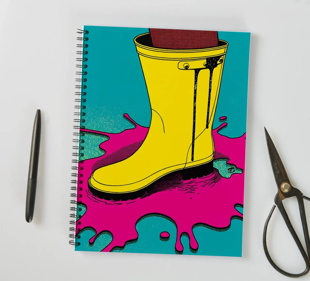 Rain Boot - Pop Art spiral notebook by ColorCrash Gallery
