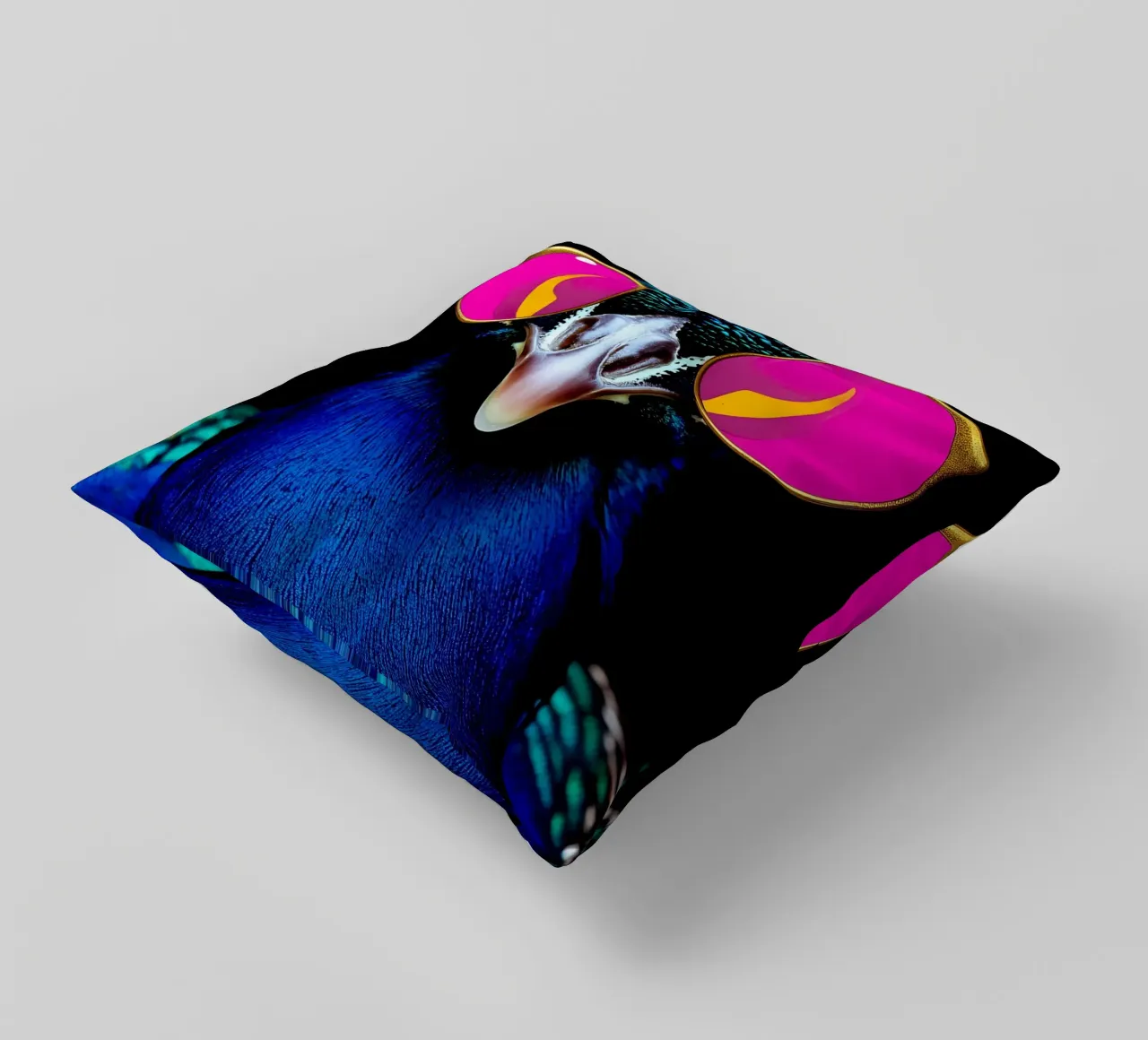 Pavone con occhiali da sole - Pop Art cuscino da ColorCrash Gallery