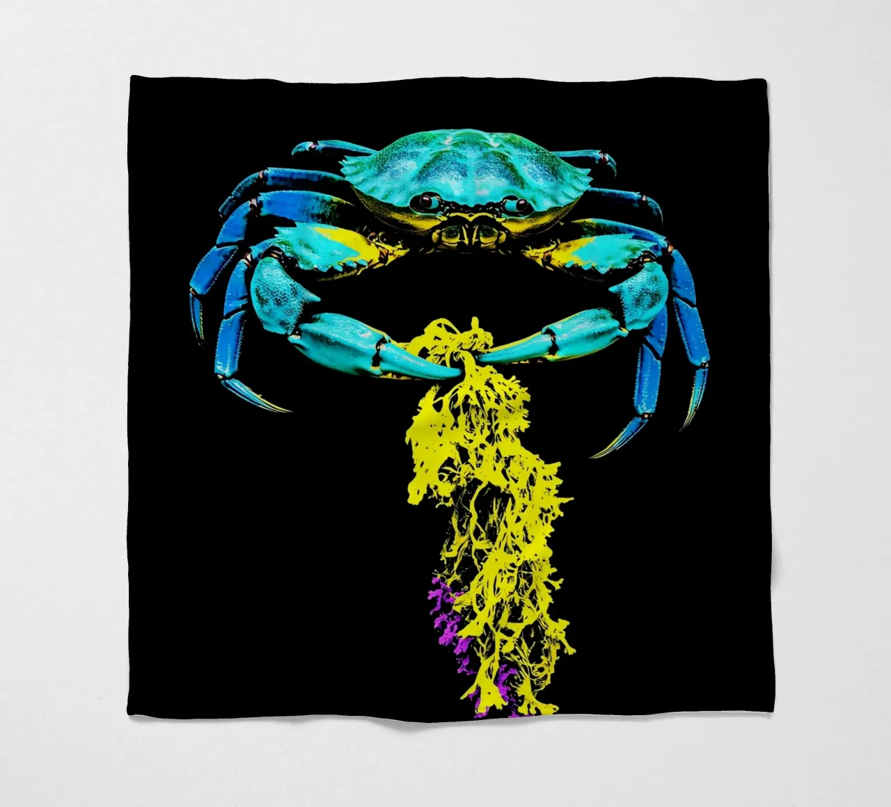 Granchio con alghe - Pop Art coperta in pile da ColorCrash Gallery