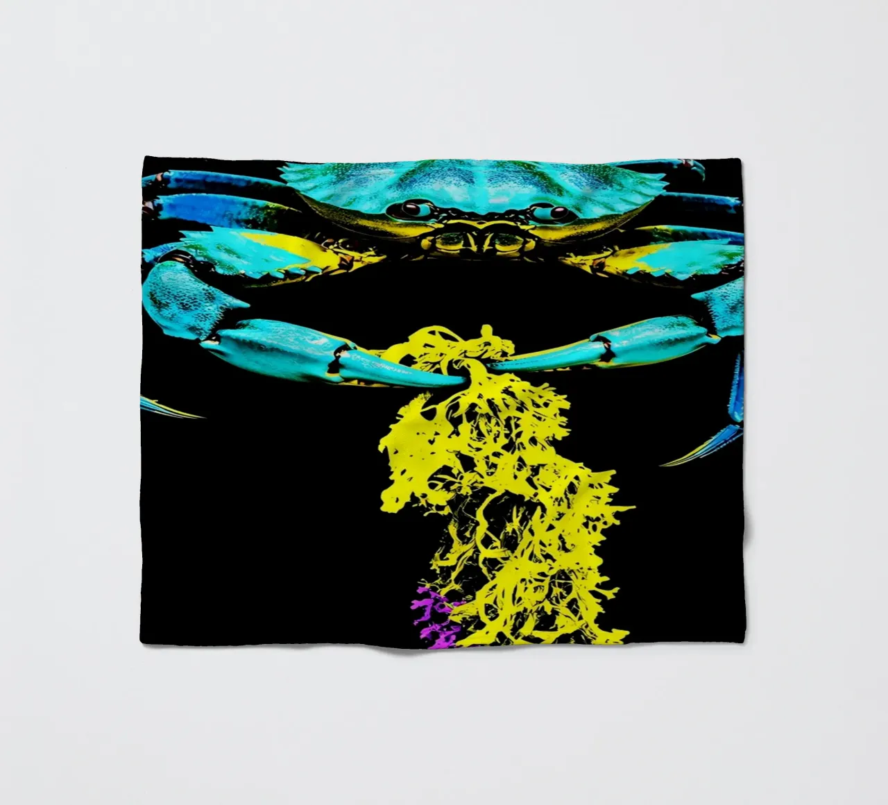 Granchio con alghe - Pop Art coperta in pile da ColorCrash Gallery