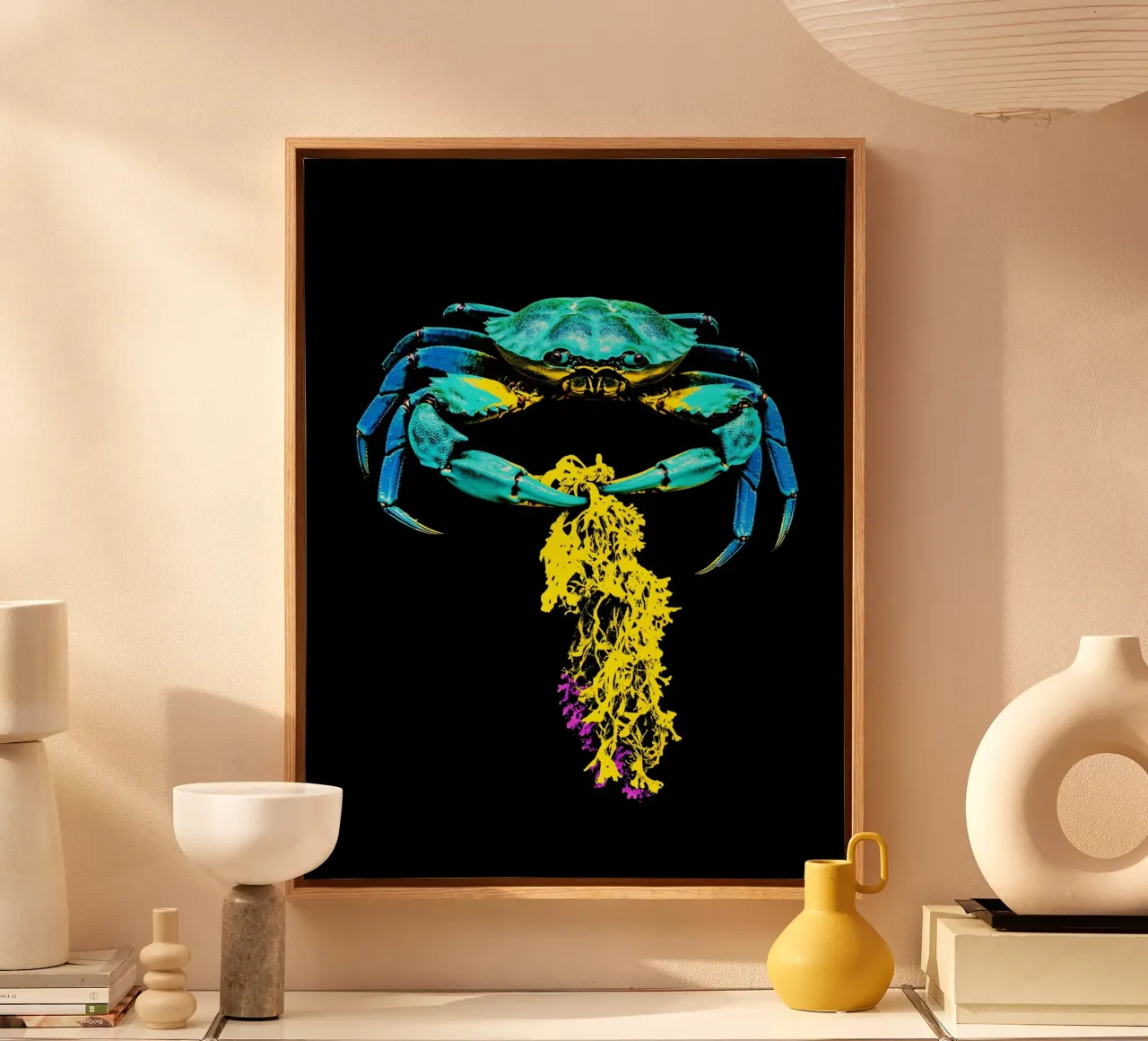 Granchio con alghe - Pop Art tela da ColorCrash Gallery