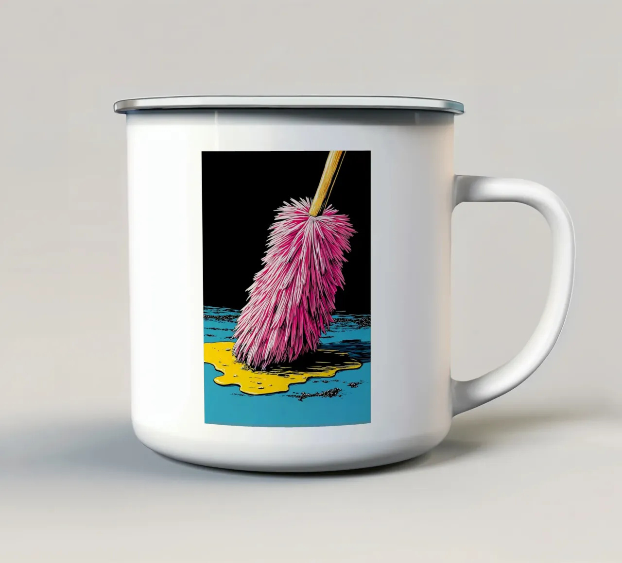 Spolverino di piume - Pop Art tazza in smalto da ColorCrash Gallery
