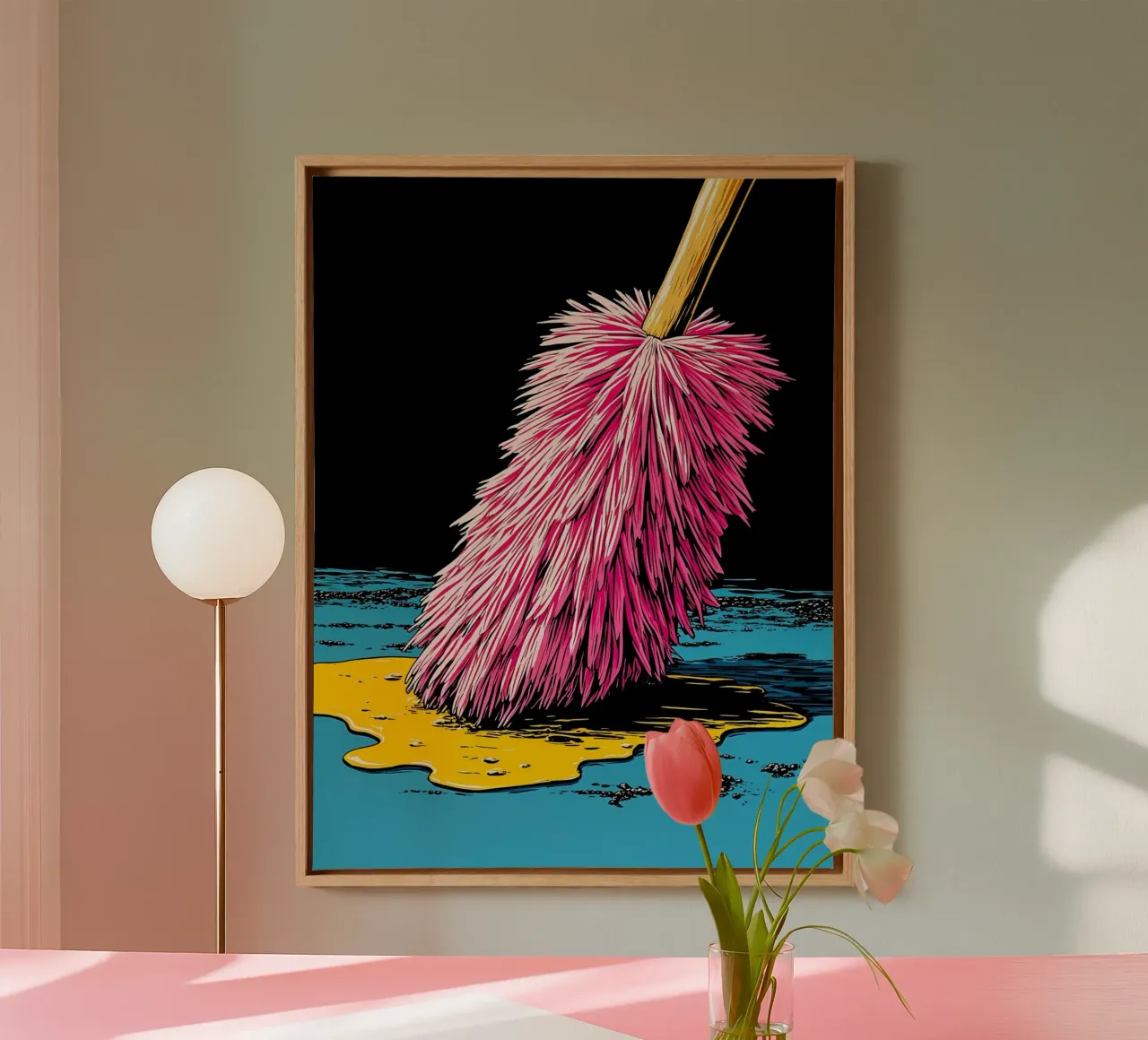 Feather Duster - Pop Art canvas with Floater frame by ColorCrash Gallery