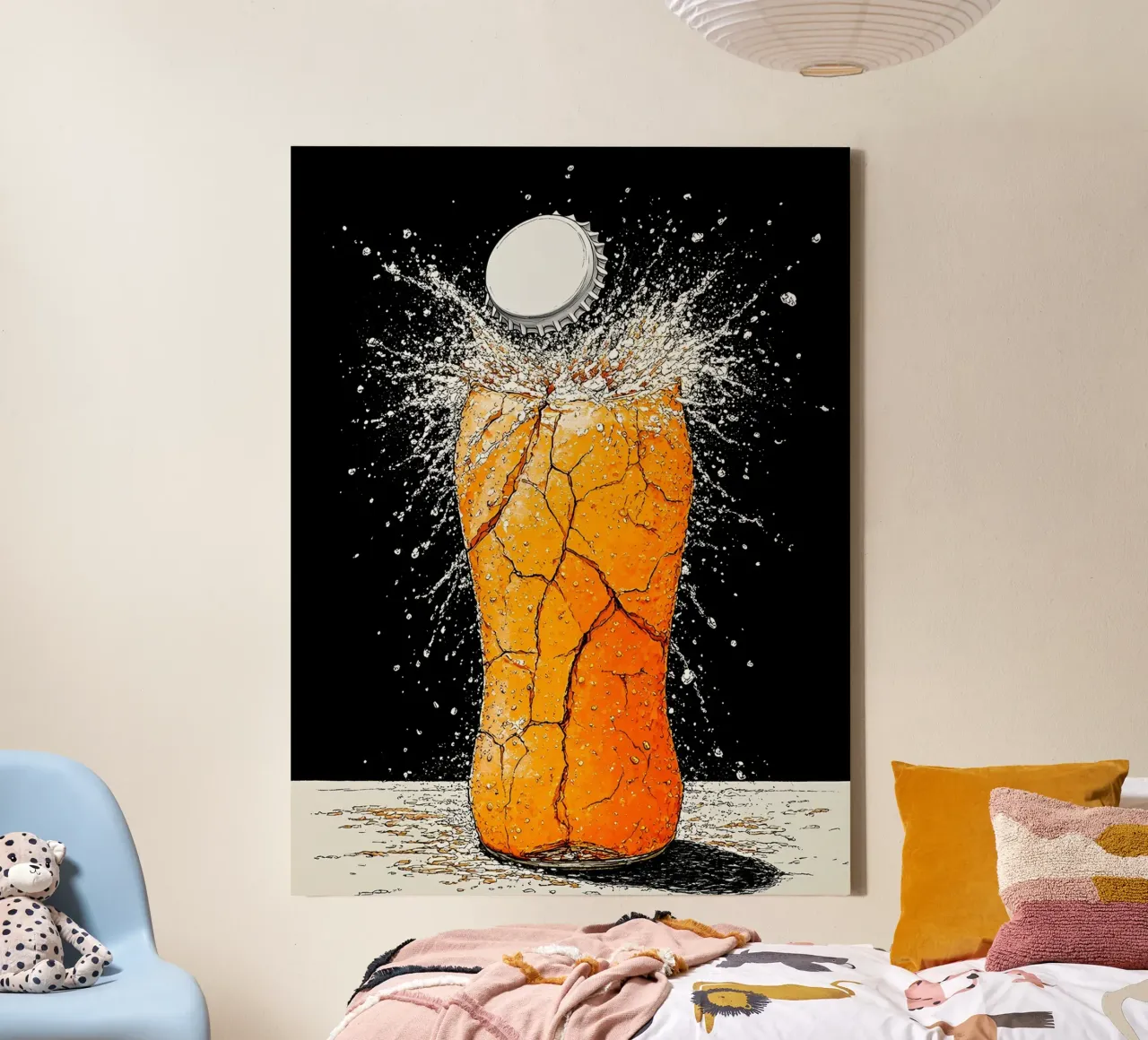 Bottiglia di vetro in frantumi - Pop Art tela con Cornice a cassetta da ColorCrash Gallery