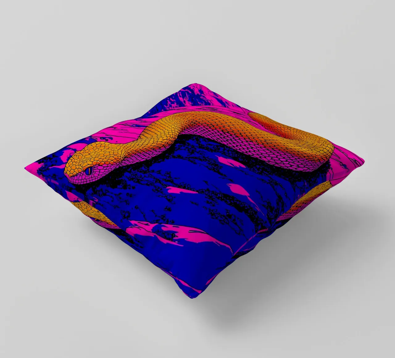 Serpente sulla montagna - Pop Art cuscino da ColorCrash Gallery