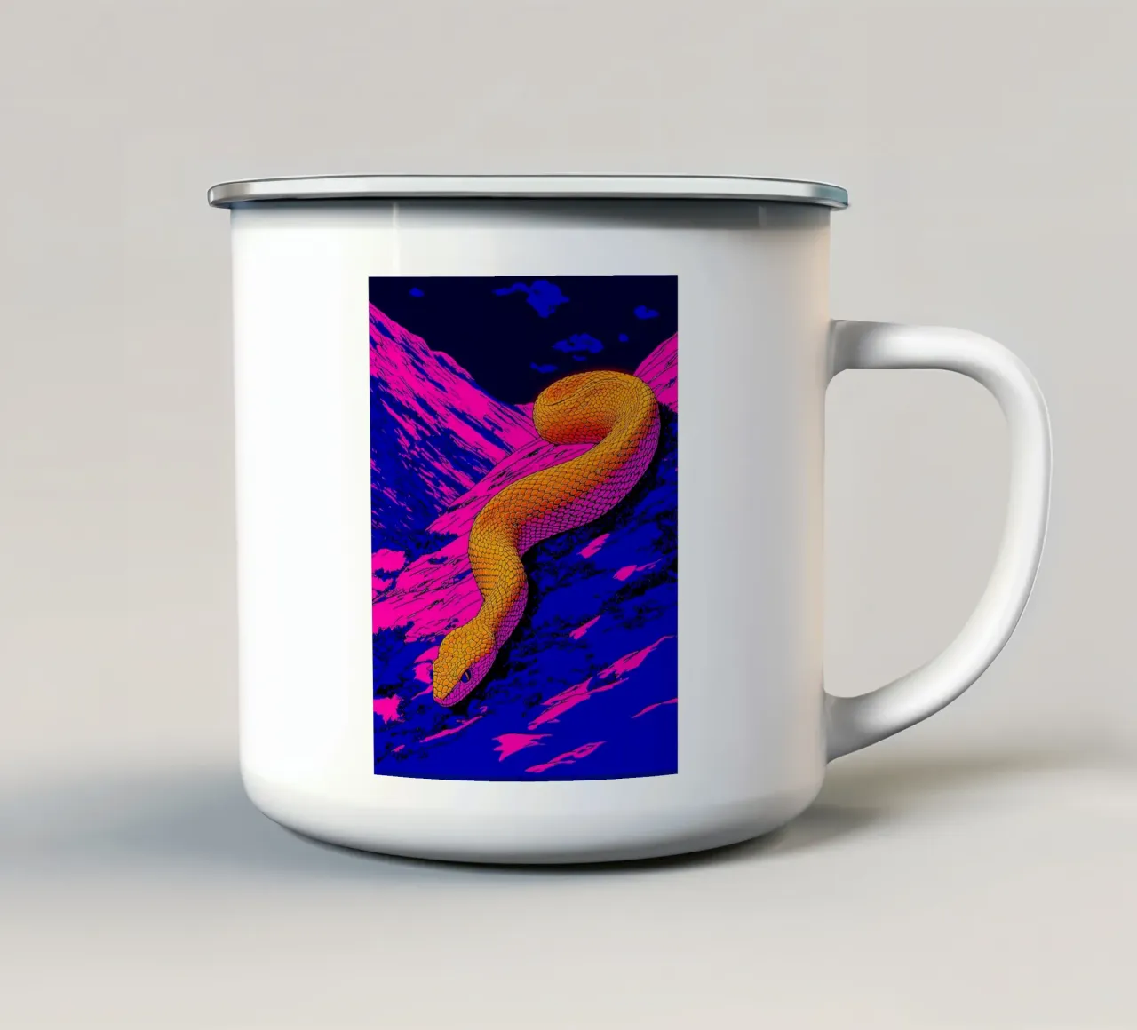 Serpente sulla montagna - Pop Art tazza in smalto da ColorCrash Gallery