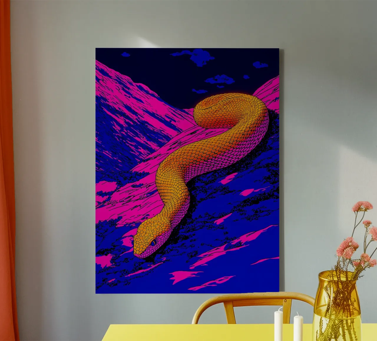 Snake On Mountain - Pop Art canvas by ColorCrash Gallery