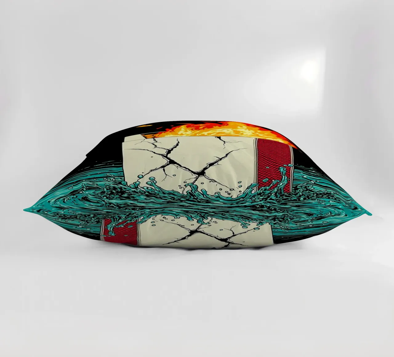 Scatola di sigarette in fiamme - Pop Art cuscino da ColorCrash Gallery