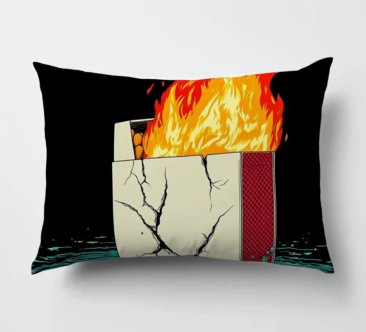 Scatola di sigarette in fiamme - Pop Art cuscino da ColorCrash Gallery