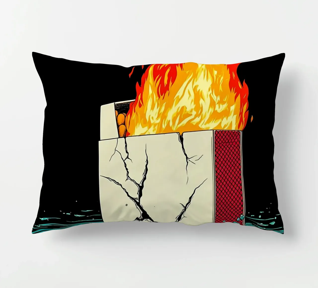 Scatola di sigarette in fiamme - Pop Art cuscino da ColorCrash Gallery