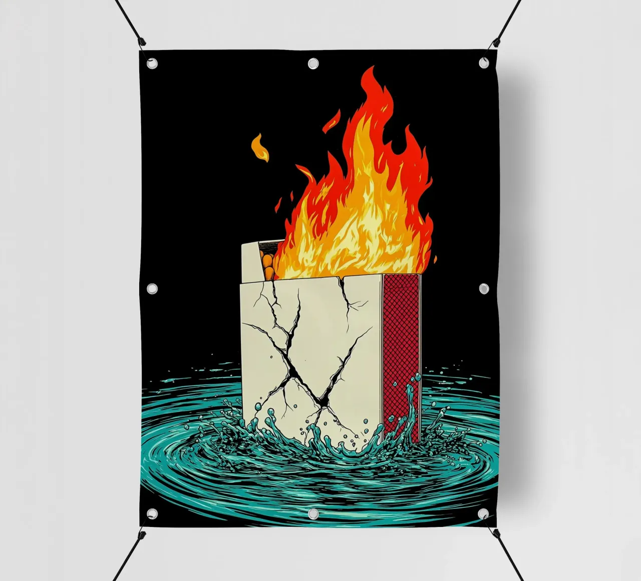 Scatola di sigarette in fiamme - Pop Art telo in pvc da ColorCrash Gallery