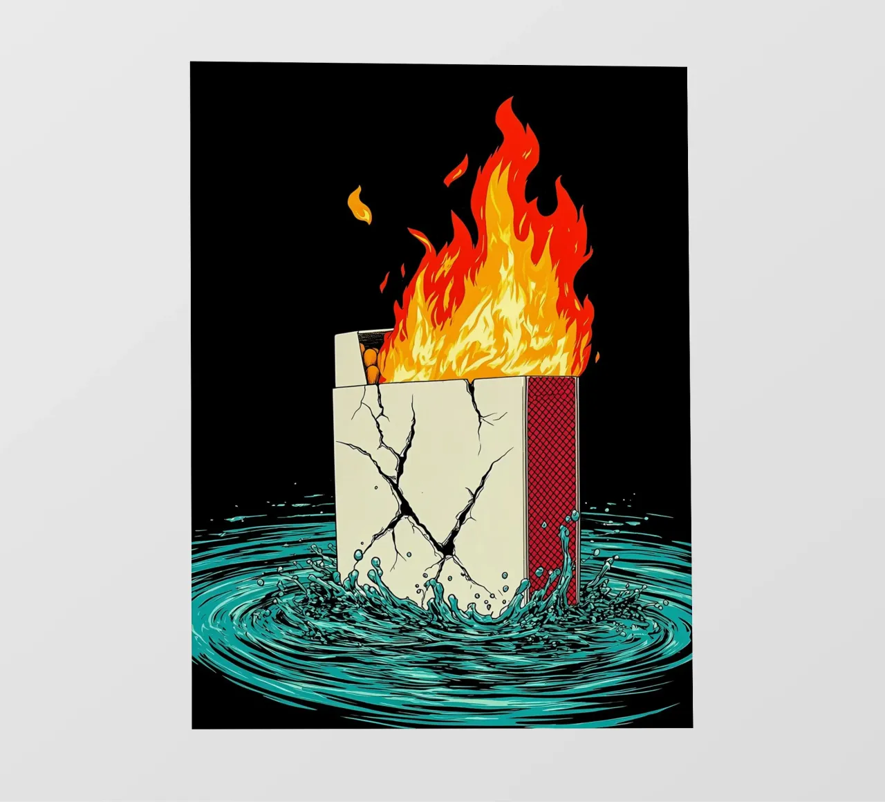 Scatola di sigarette in fiamme - Pop Art telo in pvc da ColorCrash Gallery