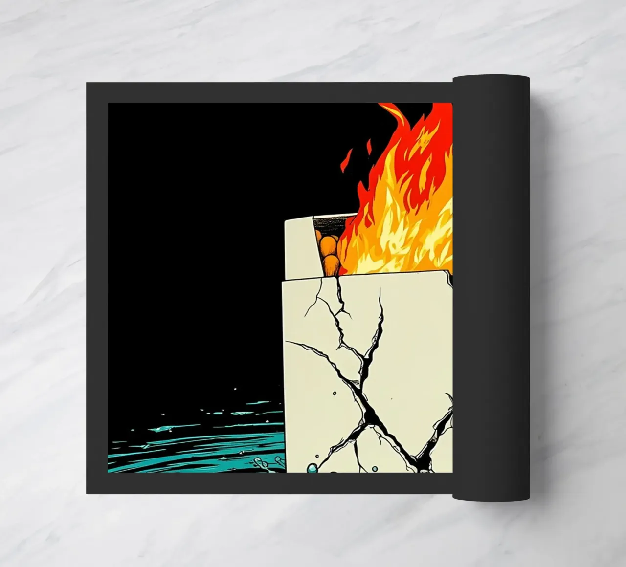 Scatola di sigarette in fiamme - Pop Art zerbino da ColorCrash Gallery