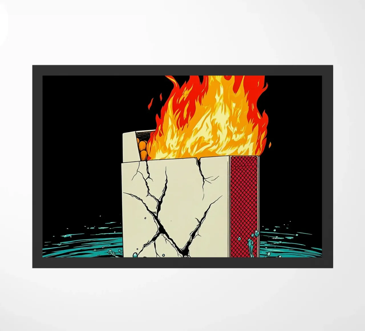 Scatola di sigarette in fiamme - Pop Art zerbino da ColorCrash Gallery