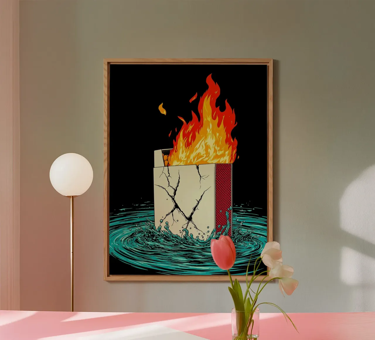 Scatola di sigarette in fiamme - Pop Art alluminio dibond da ColorCrash Gallery
