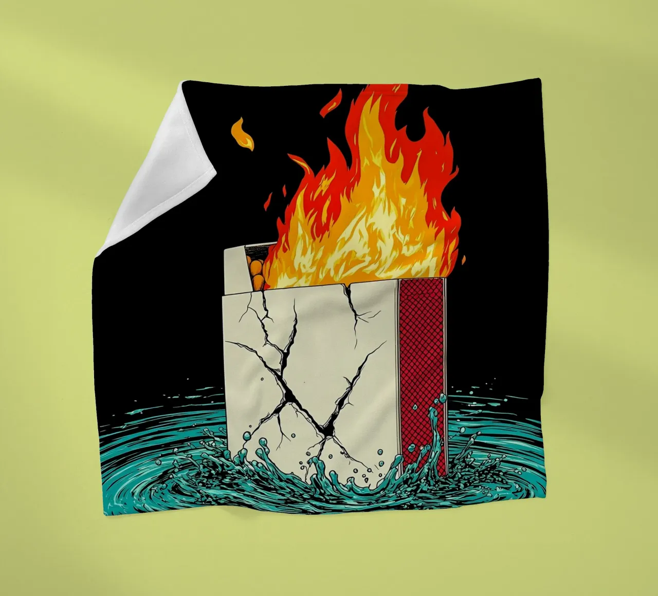 Scatola di sigarette in fiamme - Pop Art coperta in pile da ColorCrash Gallery